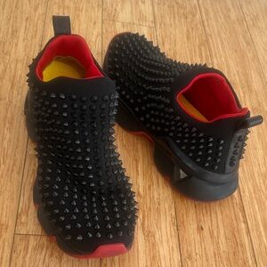 Black Studded Slip-On Sneakers